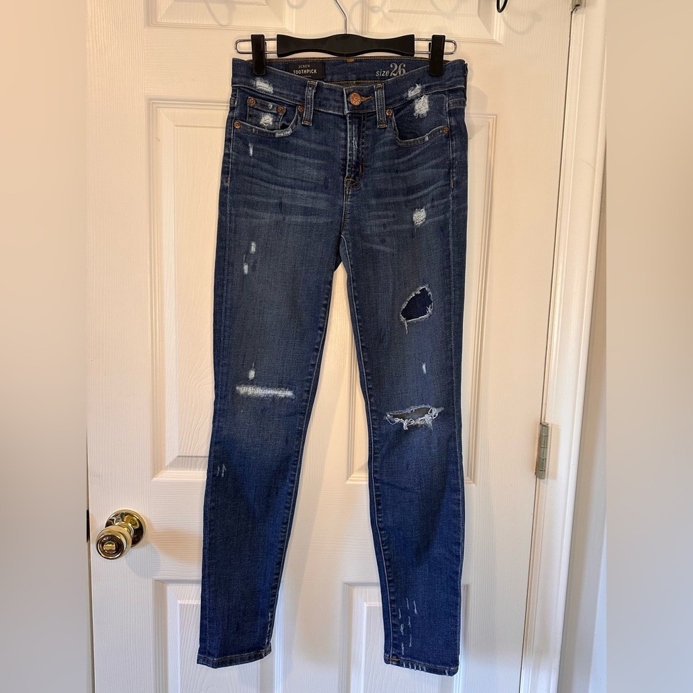 J. Crew Toothpick Distressed Skinny Jeans